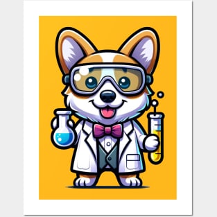 corgi the scientist Posters and Art